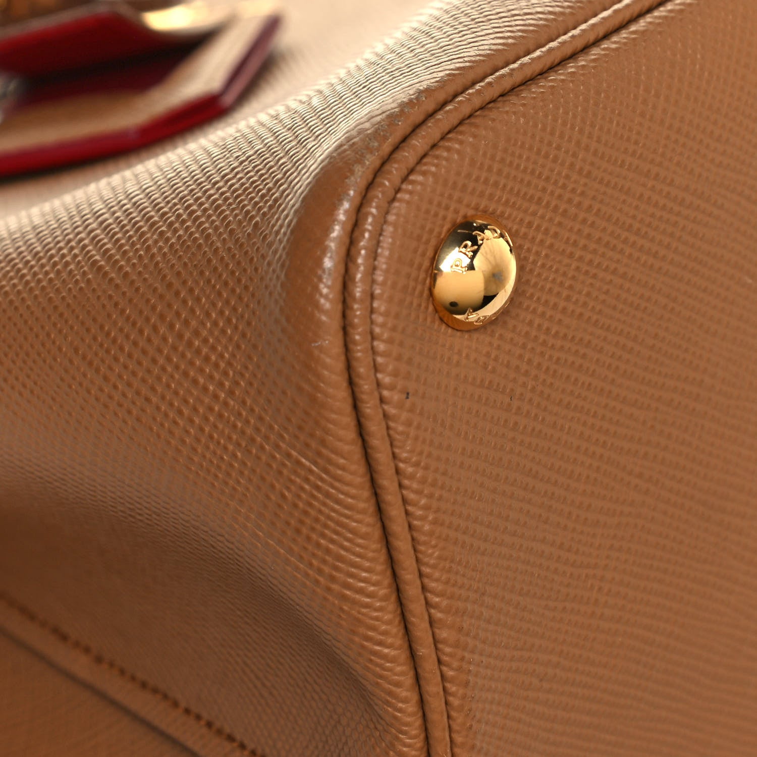 Prada Saffiano Cuir Small Double Bag Caramel Fuoco 8 of 13