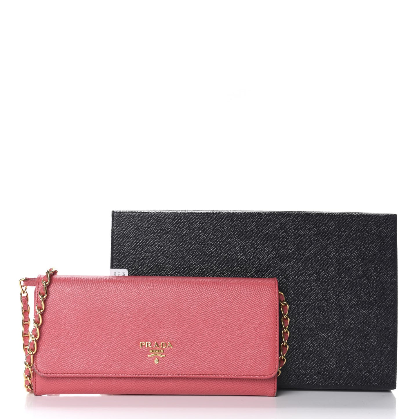 Saffiano Metal Oro Chain Wallet Fragola