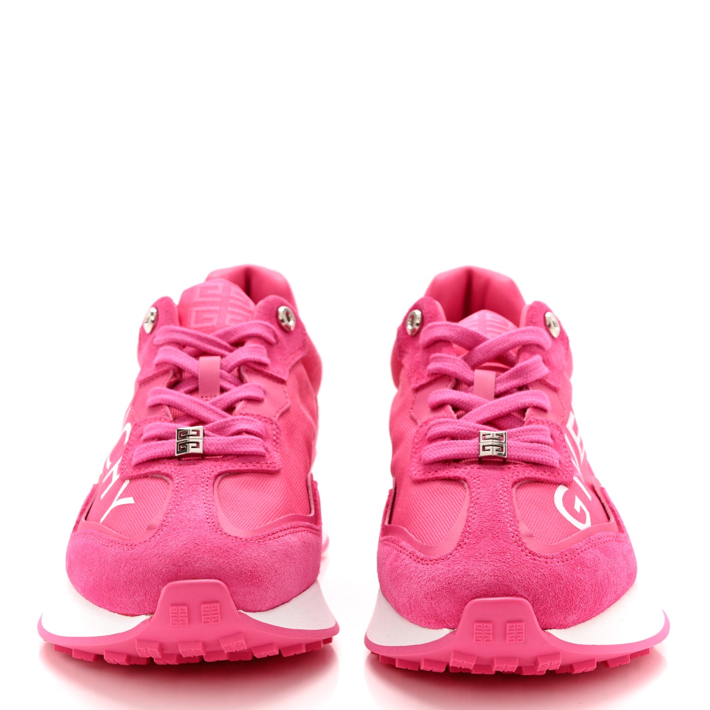 Calfskin Suede Canvas Giv Runner Sneakers 39 Neon Pink