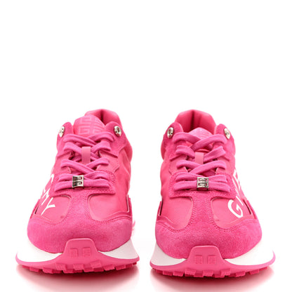 Givenchy Calfskin Suede Canvas Giv Runner Sneakers 39 Neon Pink 2 of 9