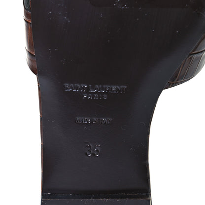 Saint Laurent Patent Croc Embossed Nu Pied 05 Slide Sandals 35 Burgundy 8 of 9