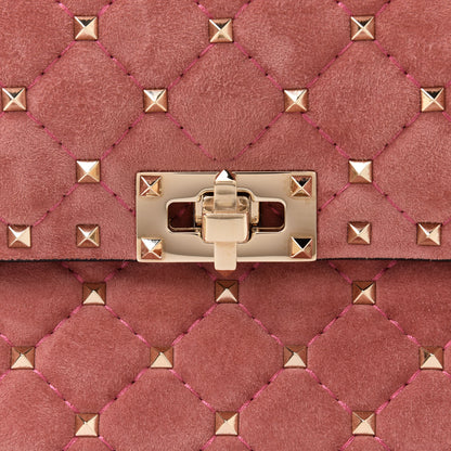 Valentino Garavani Suede Medium Rockstud Spike Shoulder Bag Antico Rosa 8 of 11