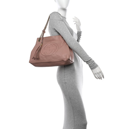 Gucci Pebbled Calfskin Medium Soho Chain Shoulder Bag Antique Rose 2 of 15