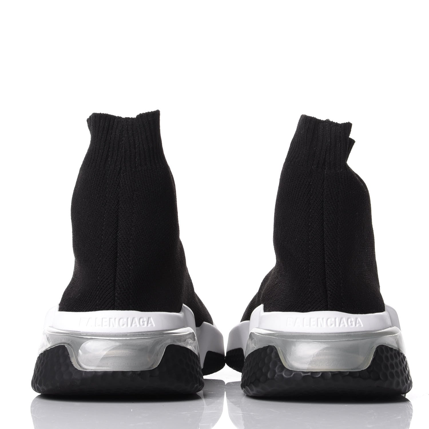 Balenciaga Neoprene Knit Womens Speed Clear Sole Sneakers 36 Black White 6 of 10