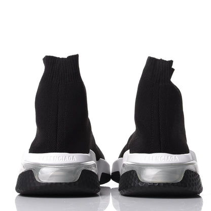 Balenciaga Neoprene Knit Womens Speed Clear Sole Sneakers 36 Black White 6 of 10