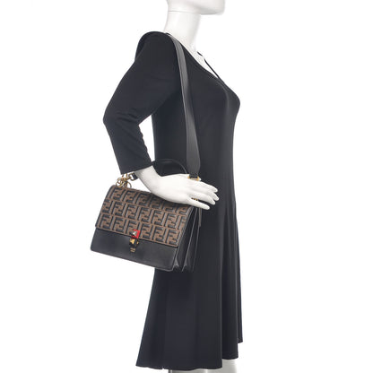 Fendi Vitello Liberty Bi-Color FF 1974 Embossed Kan I Shoulder Bag Black Maya 3 of 11