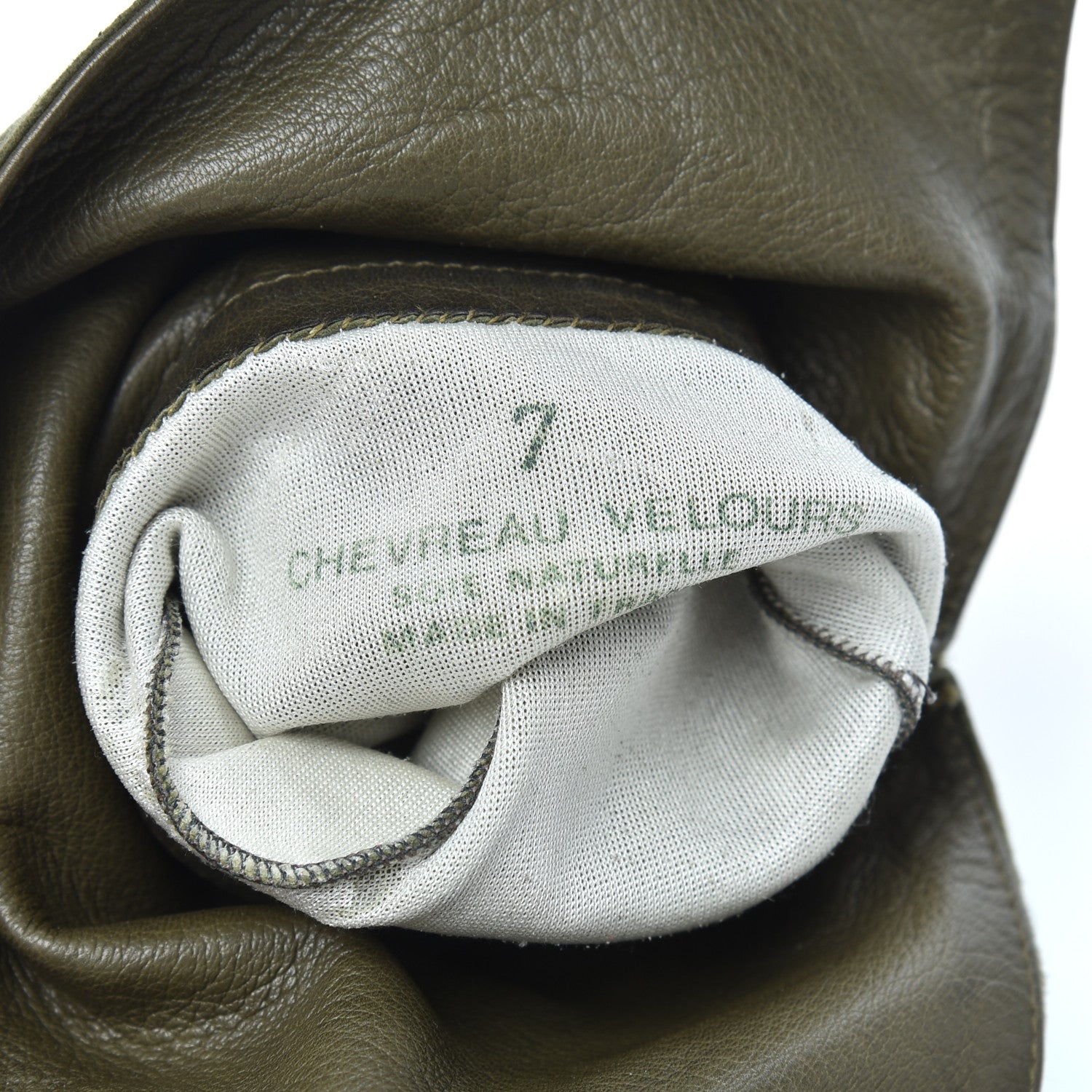 Chanel Suede Goatskin CC Gloves 7 Green 5 of 5