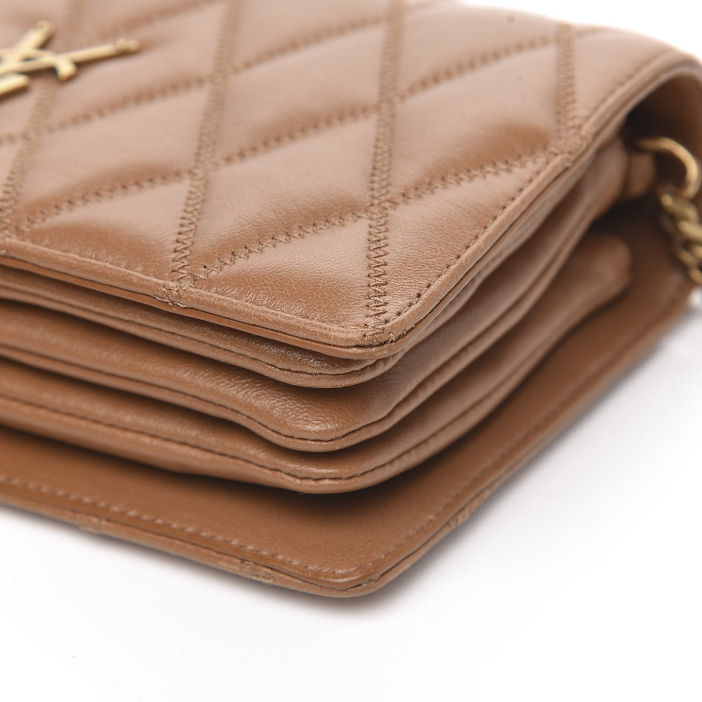 Lambskin Diamond Quilted Angie Chain Bag Tan