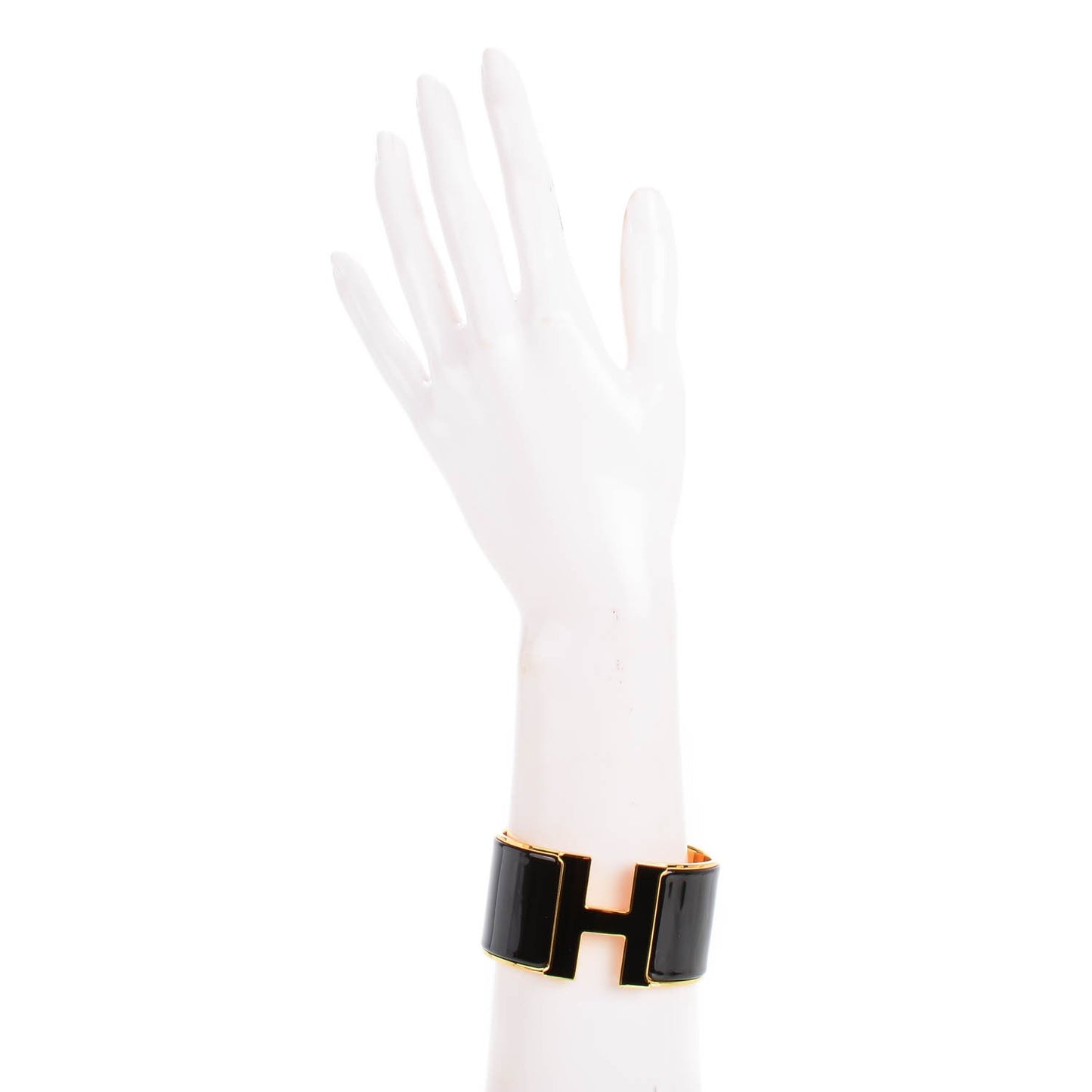 Enamel Extra Wide Clic Clac H Bracelet GM Black