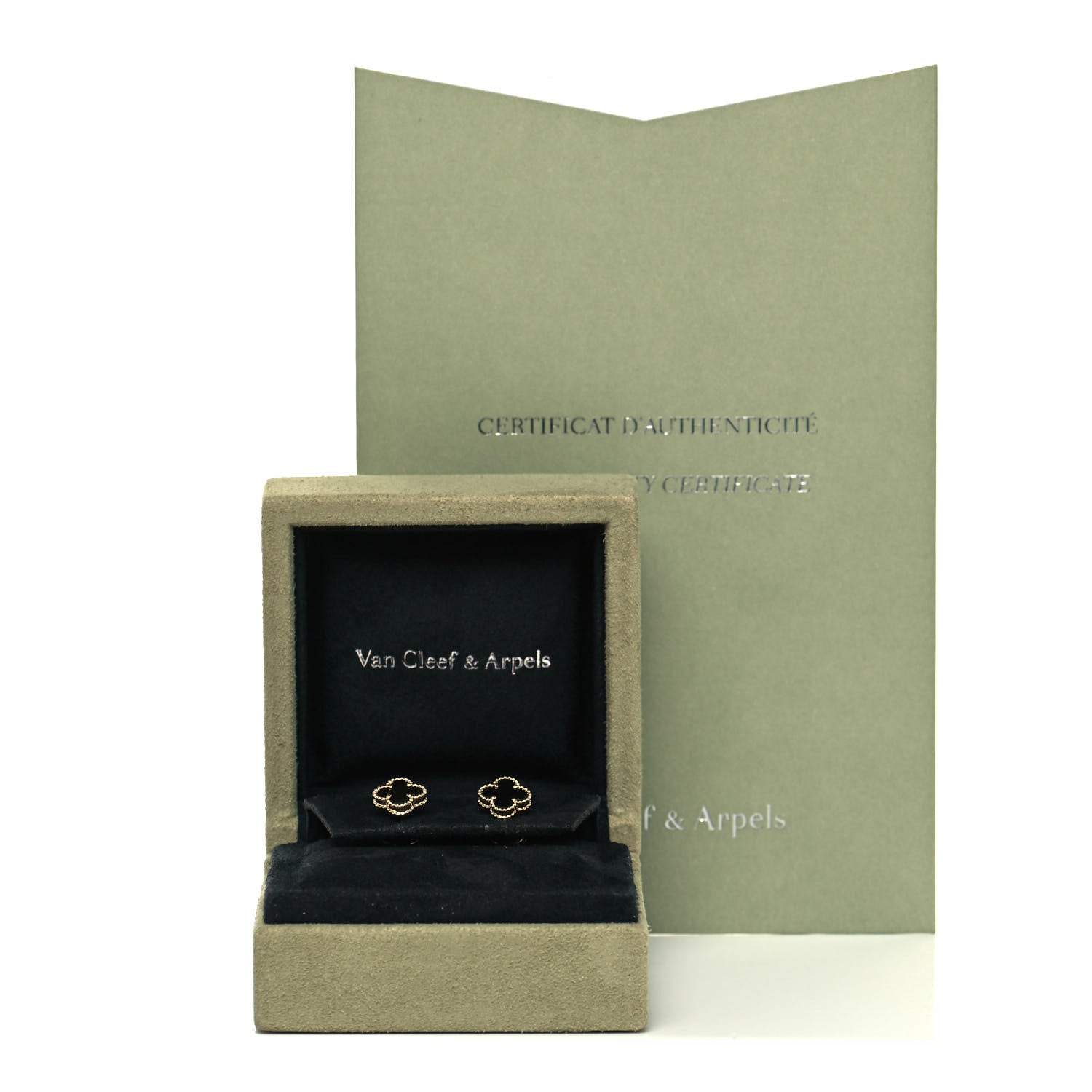 Van Cleef & Arpels 18K Yellow Gold Black Onyx Sweet Alhambra Earrings 4 of 4