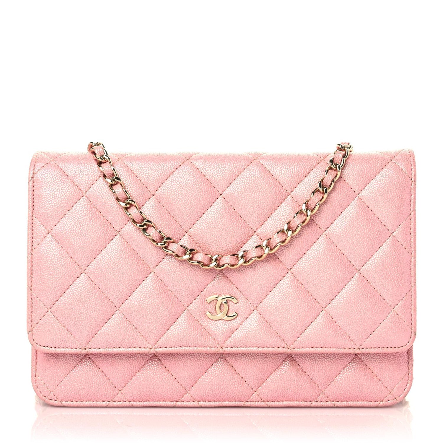 Chanel Iridescent Caviar Quilted Wallet on Chain WOC Rose Pink 1 of 16