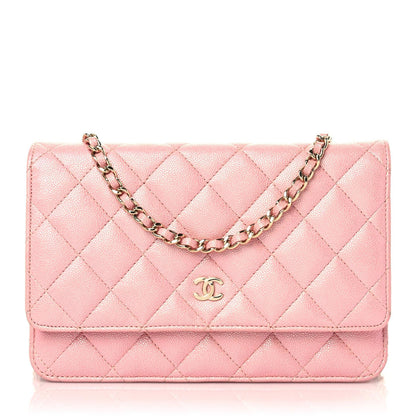 Chanel Iridescent Caviar Quilted Wallet on Chain WOC Rose Pink 1 of 16