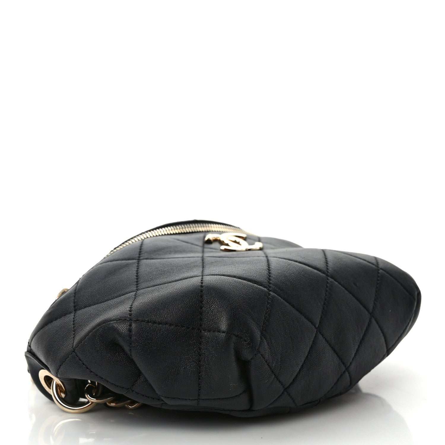 Chanel Lambskin Quilted Resin Bi-Color Waist Bag Fanny Pack Black 4 of 9