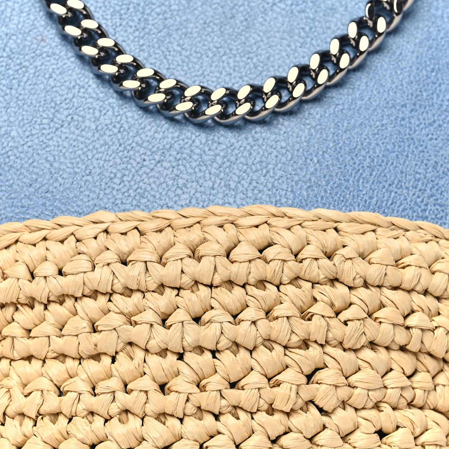 Shaggy Deer Raffia Mini Shoulder Bag Light Blue