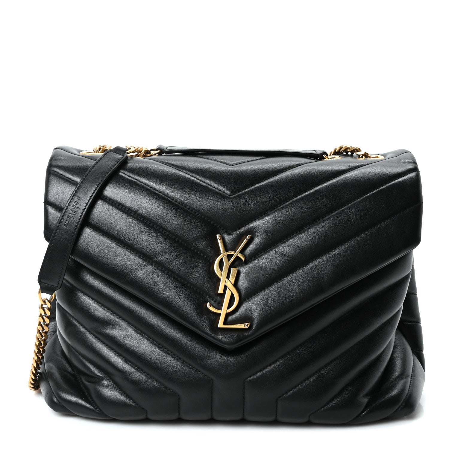 Saint Laurent Calfskin Y Quilted Monogram Medium Loulou Chain Satchel Black 1 of 10