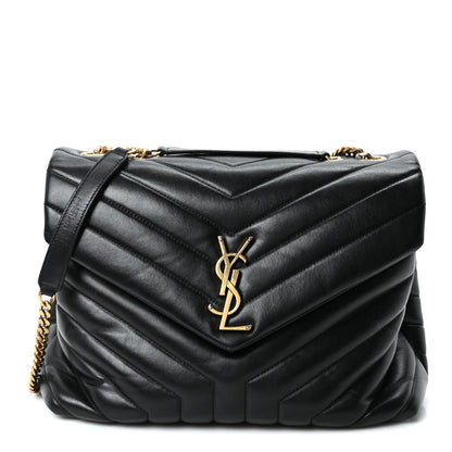 Saint Laurent Calfskin Y Quilted Monogram Medium Loulou Chain Satchel Black 1 of 10