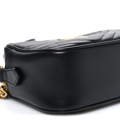 Gucci Calfskin Matelasse Small GG Marmont Chain Shoulder Bag Black 9 of 10