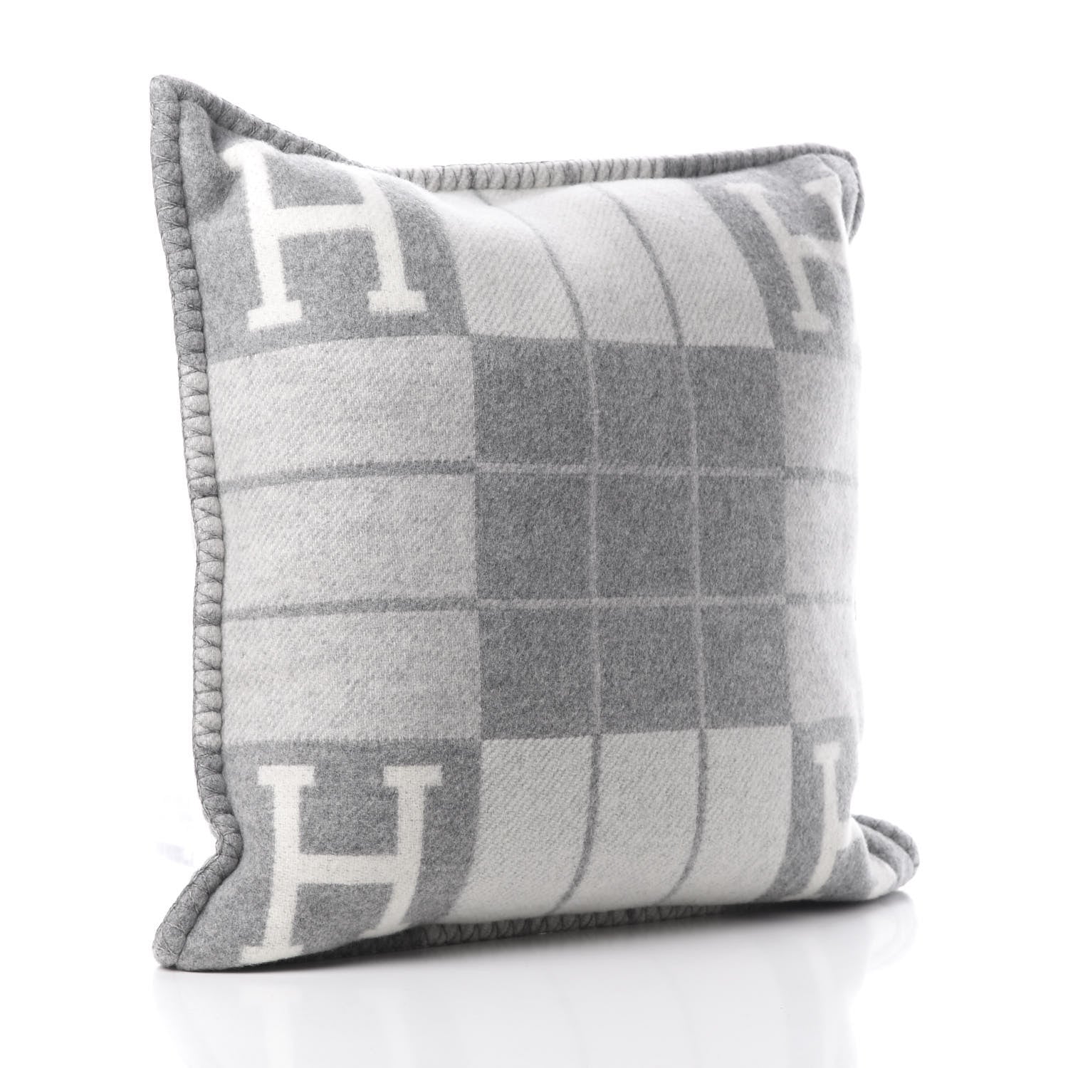 Hermes Wool Cashmere Avalon III Pillow PM Ecru Gris Clair 3 of 4