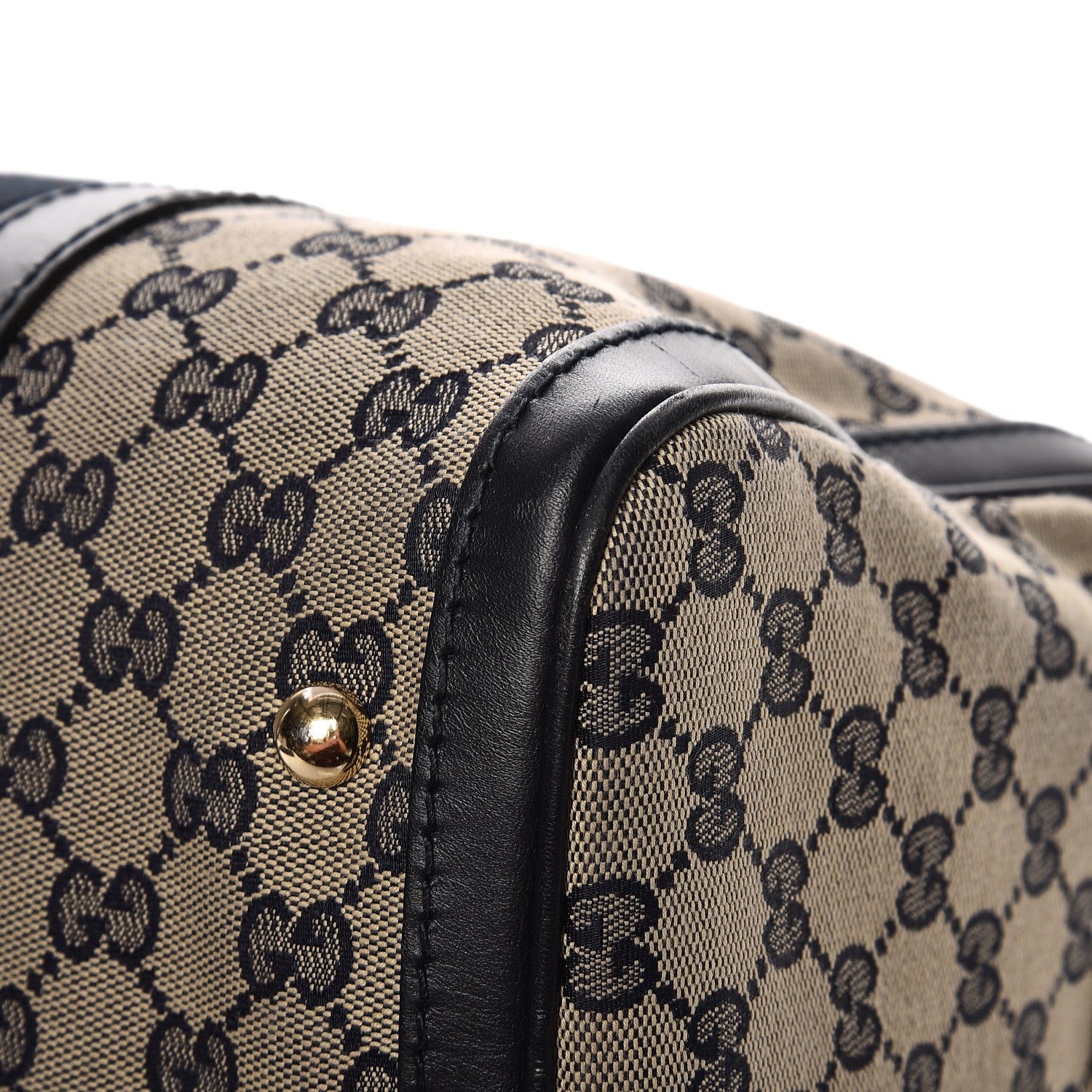 Gucci Monogram Selleria Calfskin Vintage Web Medium Boston Beige Blue 16 of 23