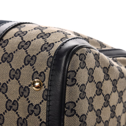 Gucci Monogram Selleria Calfskin Vintage Web Medium Boston Beige Blue 16 of 23
