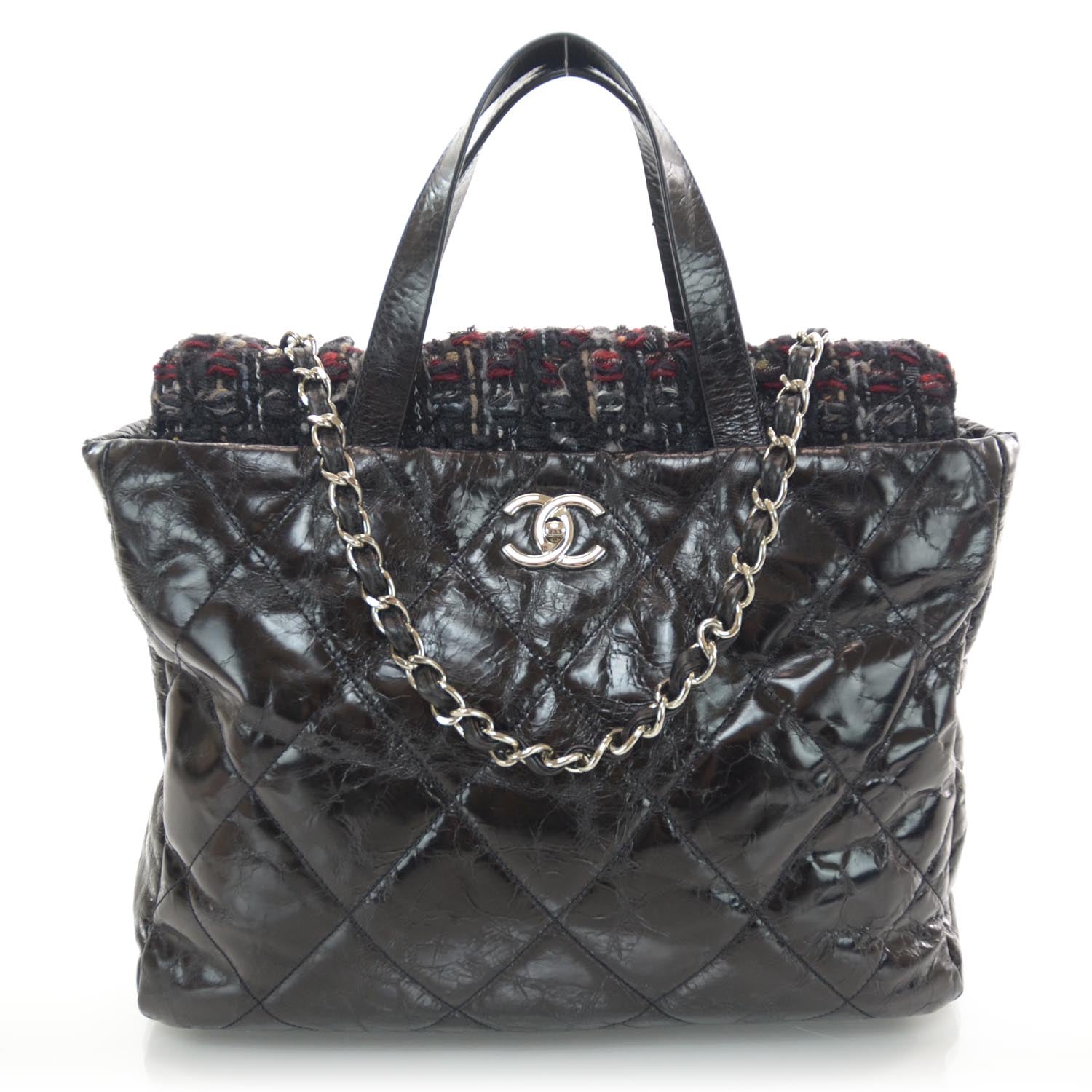 Chanel Glazed Calfskin Tweed Portobello Tote Black 1 of 11