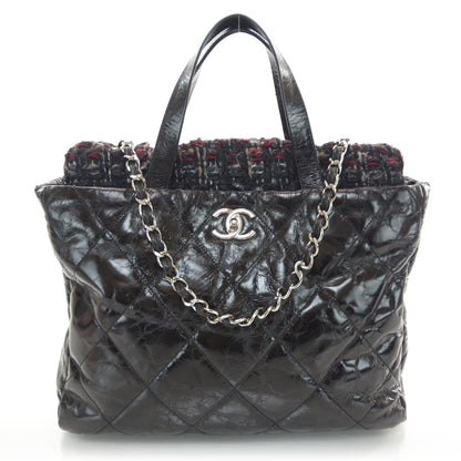 Chanel Glazed Calfskin Tweed Portobello Tote Black 1 of 11
