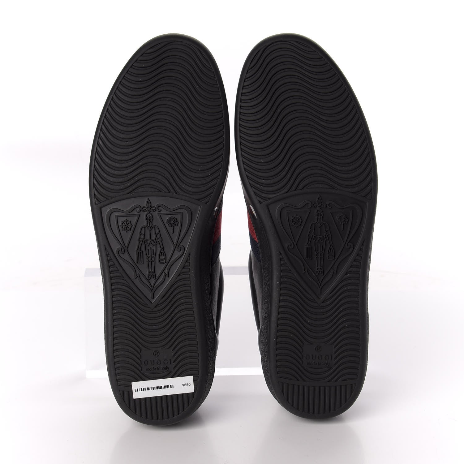 Gucci Calfskin Web Bee Embroidered Mens Ace Sneakers 8 Black 5 of 10