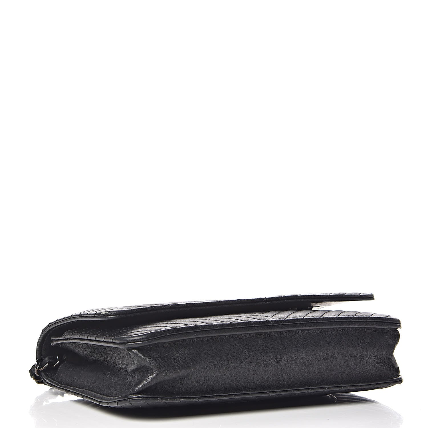 Chanel Lambskin Chevron Quilted Wallet On Chain WOC So Black 4 of 11