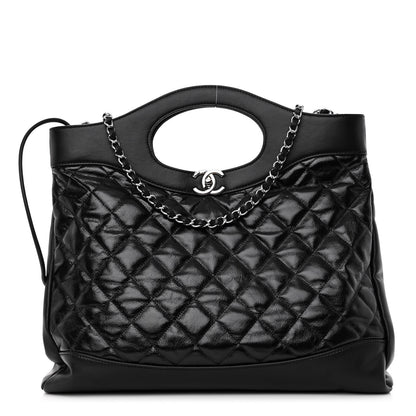 Chanel Shiny Aged Calfskin Quilted Large 31 Shopping Bag Black 1 of 11