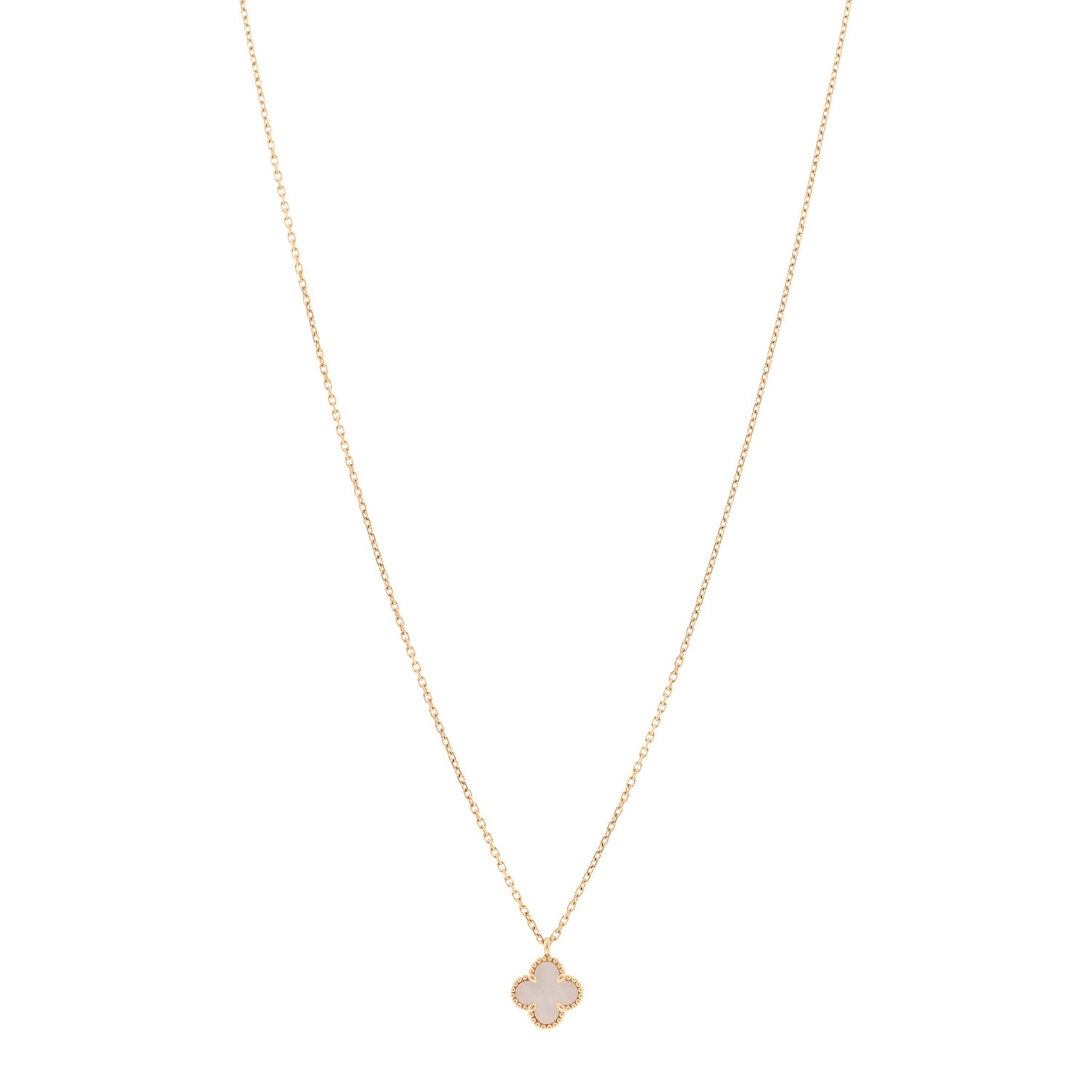 Van Cleef & Arpels 18K Yellow Gold Mother of Pearl Sweet Alhambra Pendant Necklace 1 of 4