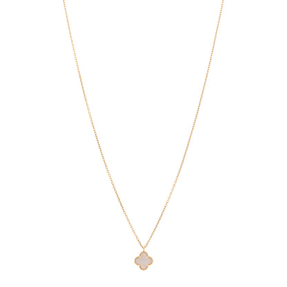 Van Cleef & Arpels 18K Yellow Gold Mother of Pearl Sweet Alhambra Pendant Necklace 1 of 4