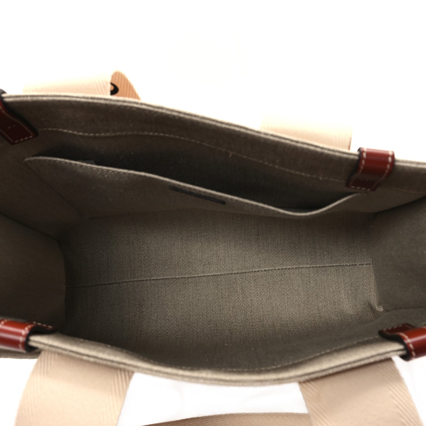 Linen Calfskin Medium Woody Ribbon Tote White Brown