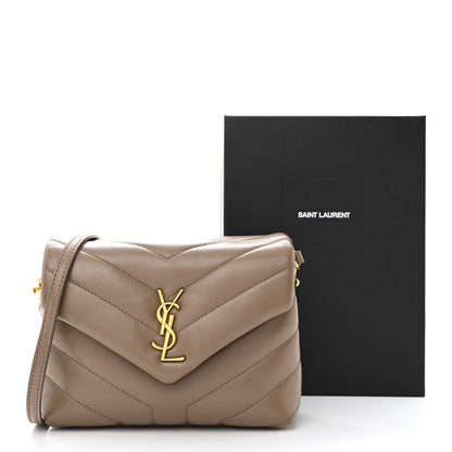 Saint Laurent Calfskin Y Quilted Monogram Toy Loulou Crossbody Bag Taupe 13 of 13