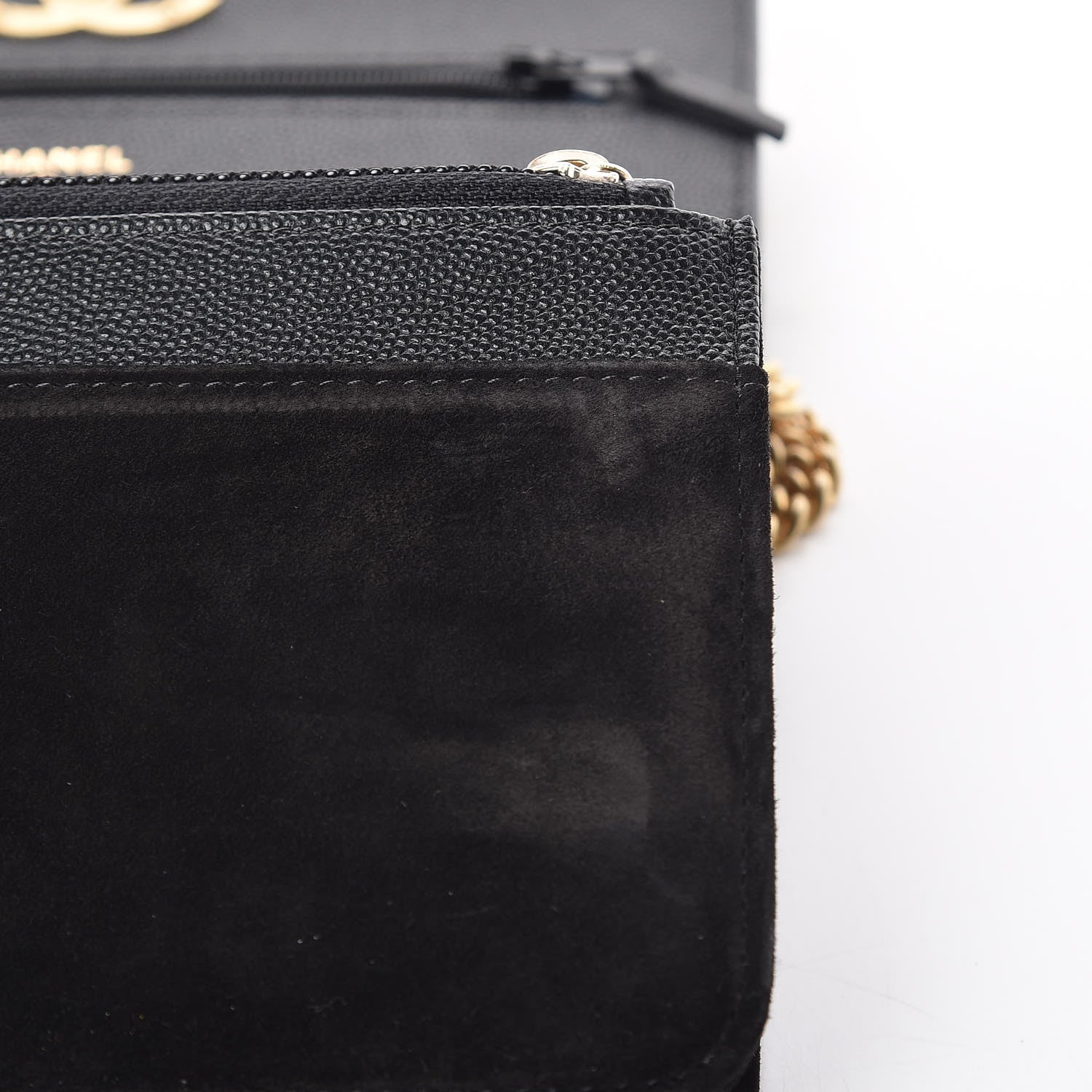 Chanel Caviar Suede Stitched Lady Coco Wallet On Chain WOC Black 11 of 15