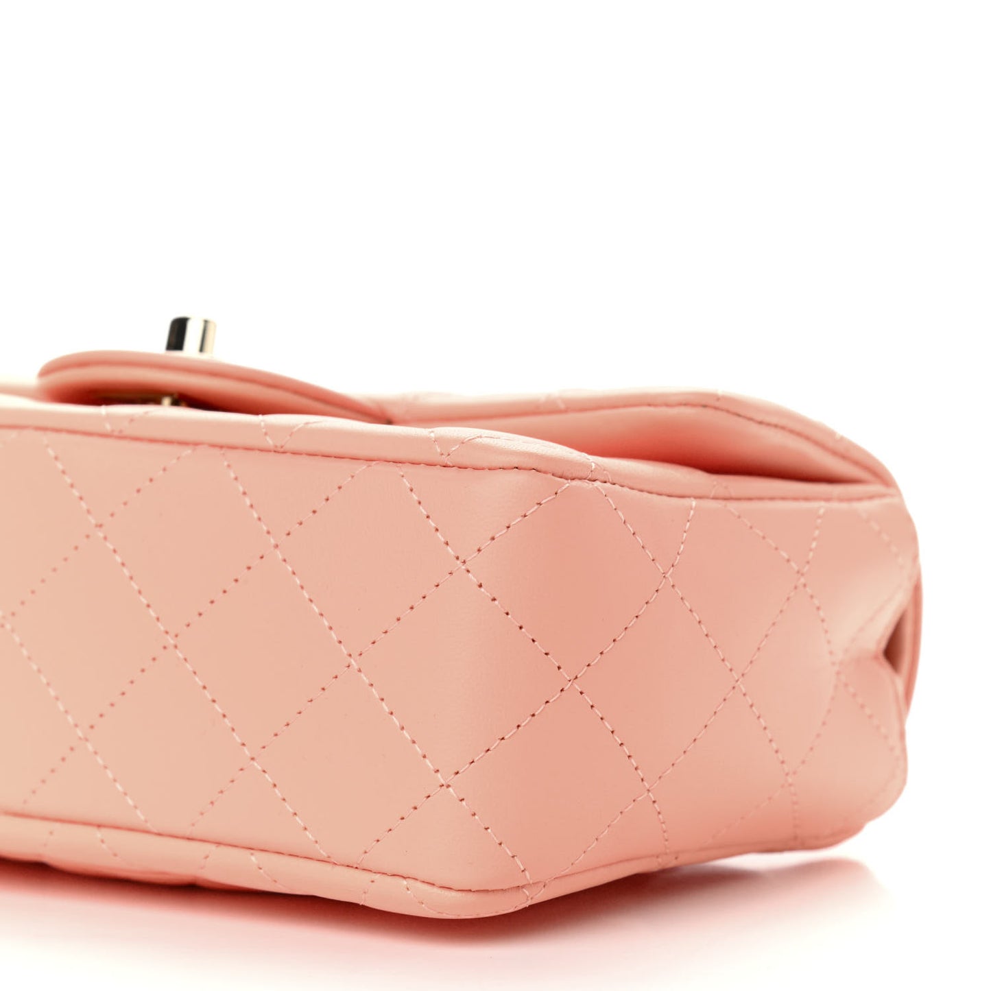 Lambskin Quilted Mini Rectangular Flap Light Orange
