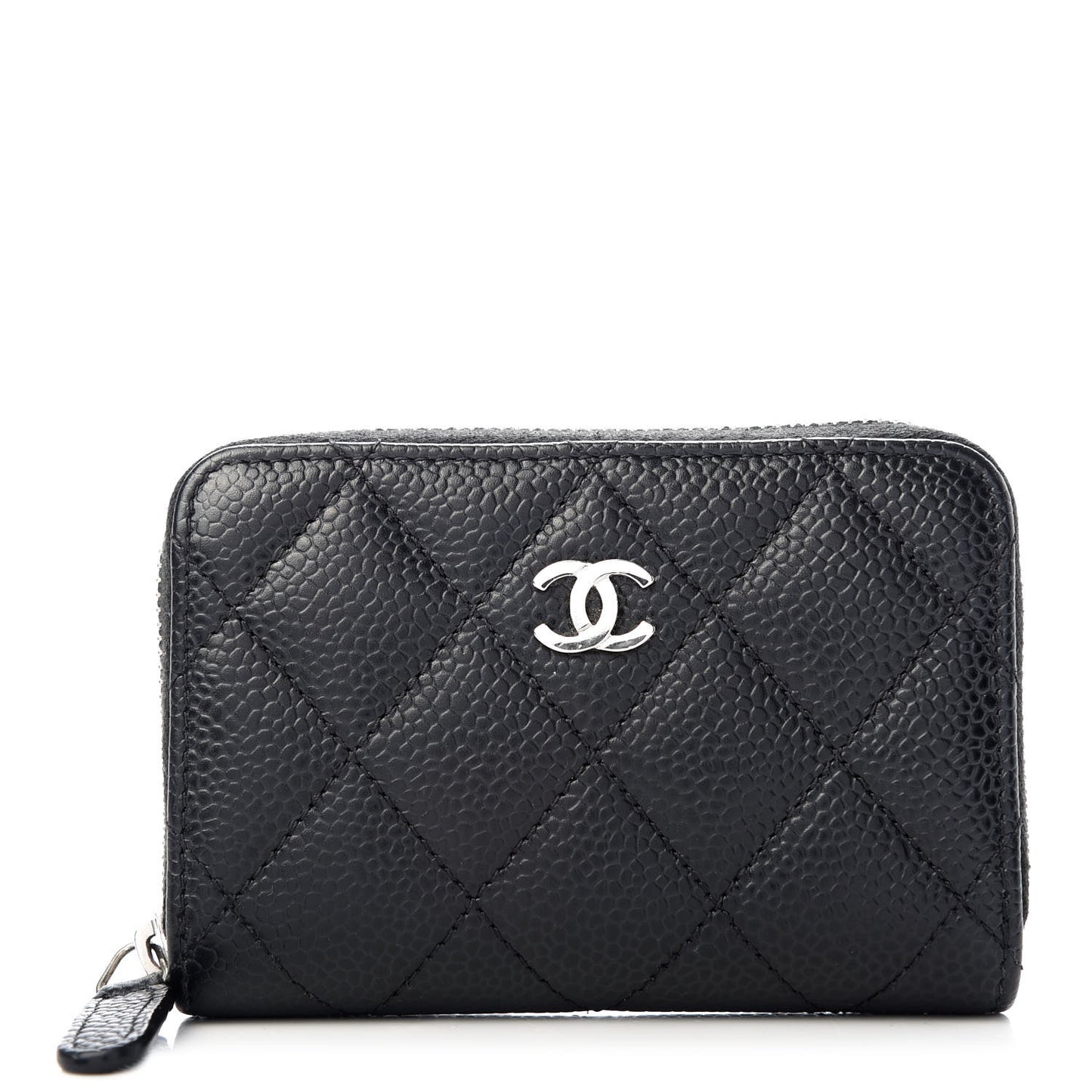 Caviar Quilted Zip Coin Purse Black