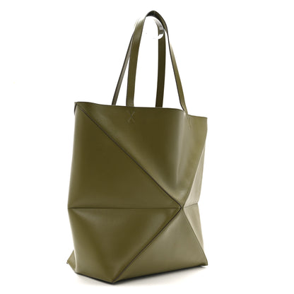 Loewe Shiny Calfskin Large Puzzle Fold Tote Dark Khaki Green 3 of 10