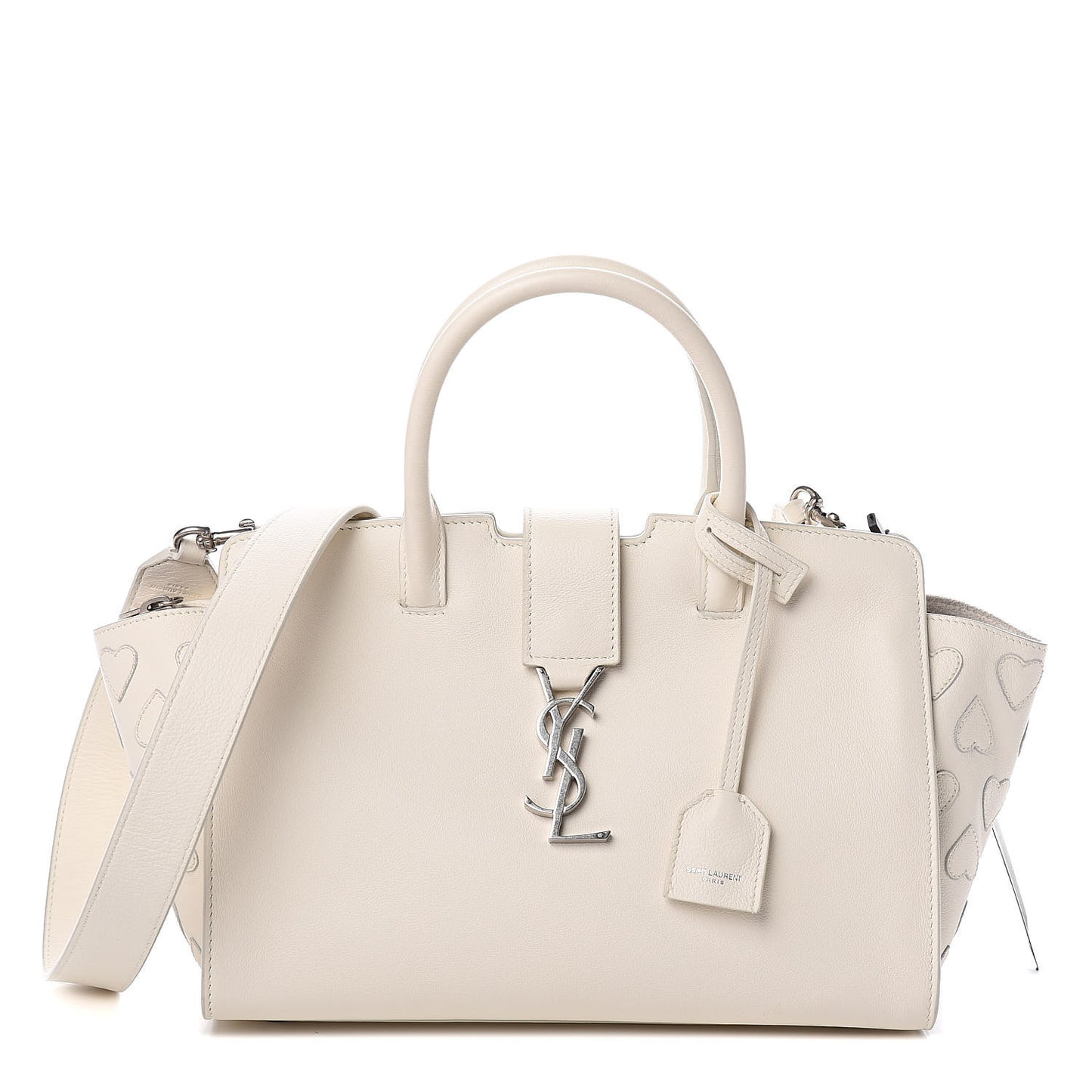 Smooth Calfskin Heart Embroidered Baby Monogram Downtown Cabas New Milk