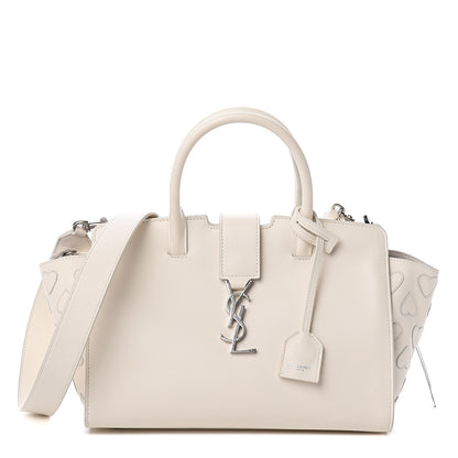 Saint Laurent Smooth Calfskin Heart Embroidered Baby Monogram Downtown Cabas New Milk 1 of 16