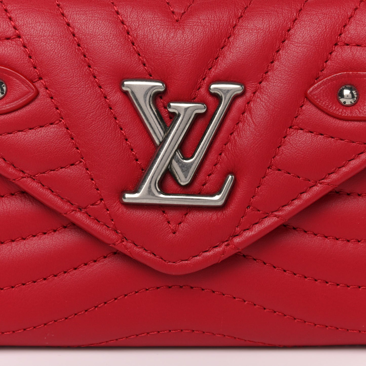 Calfskin New Wave Compact Wallet Rouge