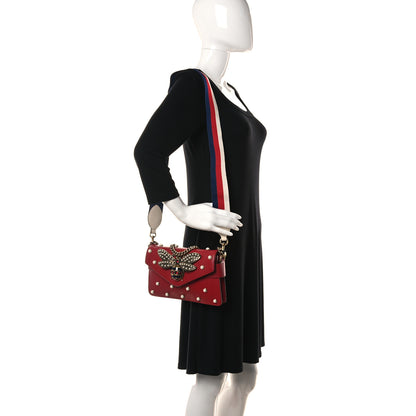 Gucci Calfskin Pearl Queen Margaret Studded Mini Broadway Bag Red 2 of 12