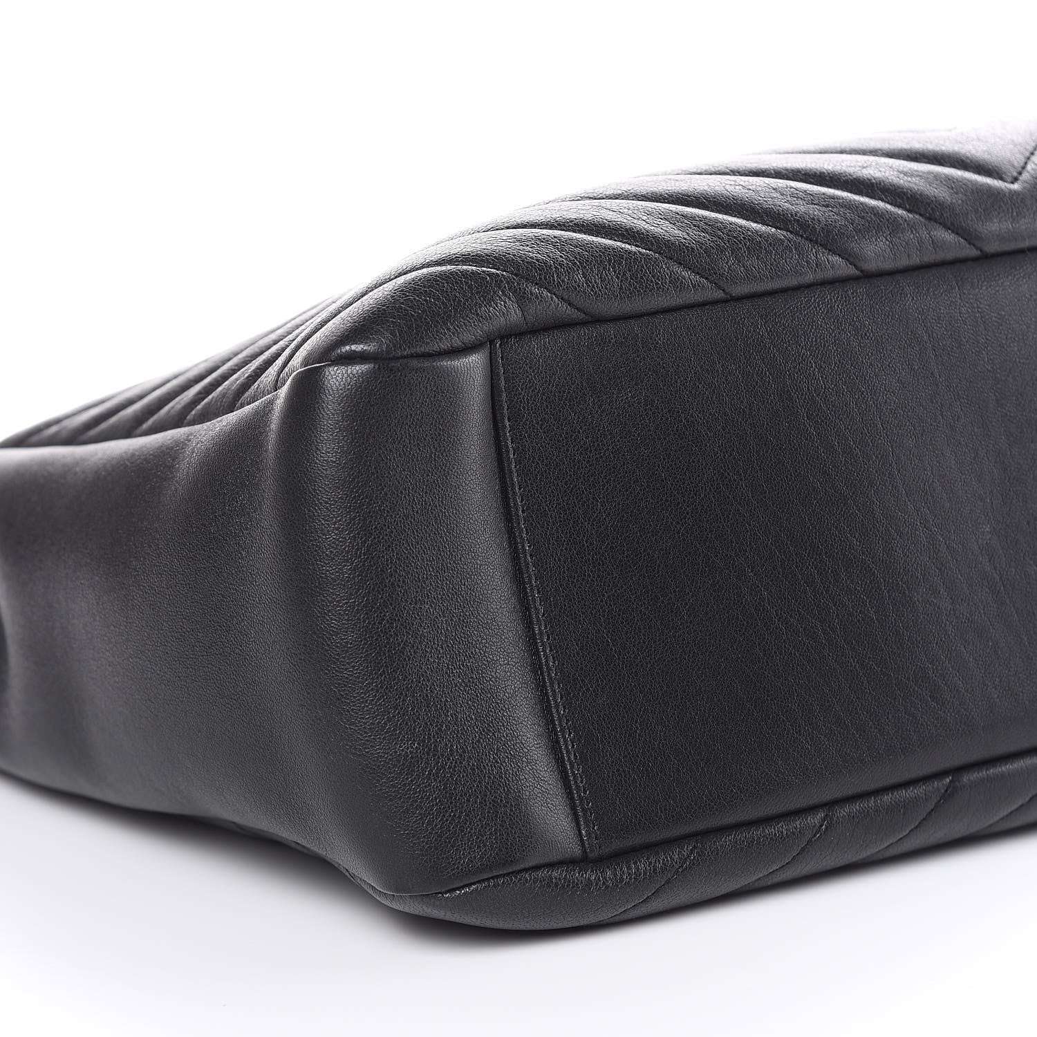 Saint Laurent Sheepskin Matelasse Chevron Large Monogram Shopping Bag Black 6 of 10