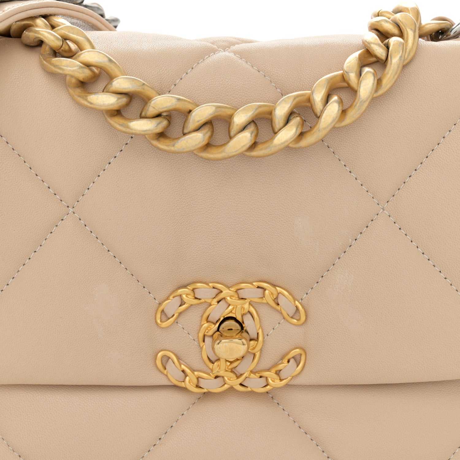 Chanel Lambskin Quilted Medium Chanel 19 Flap Beige 8 of 13