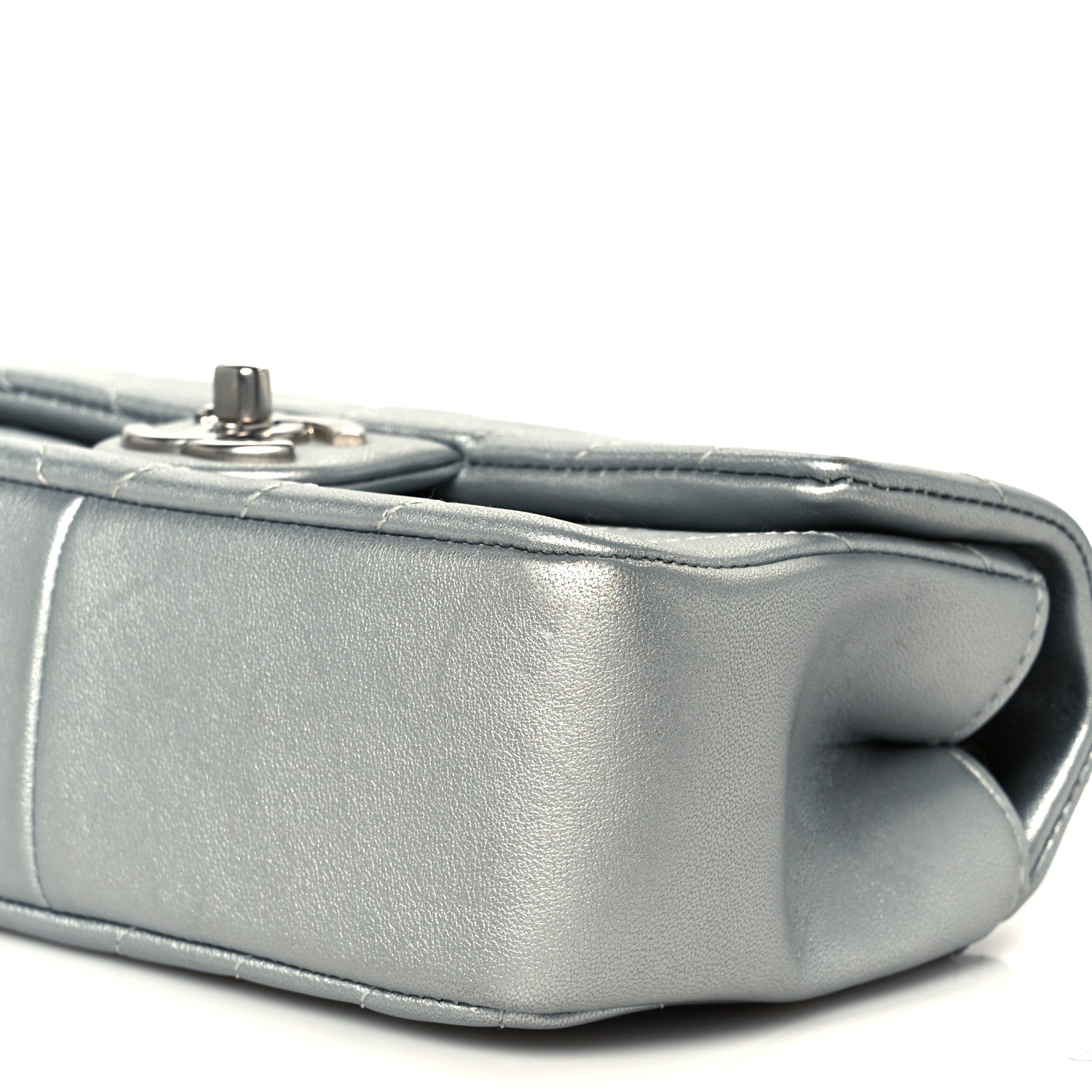 Chanel Metallic Lambskin Chevron Quilted Mini Rectangular Flap