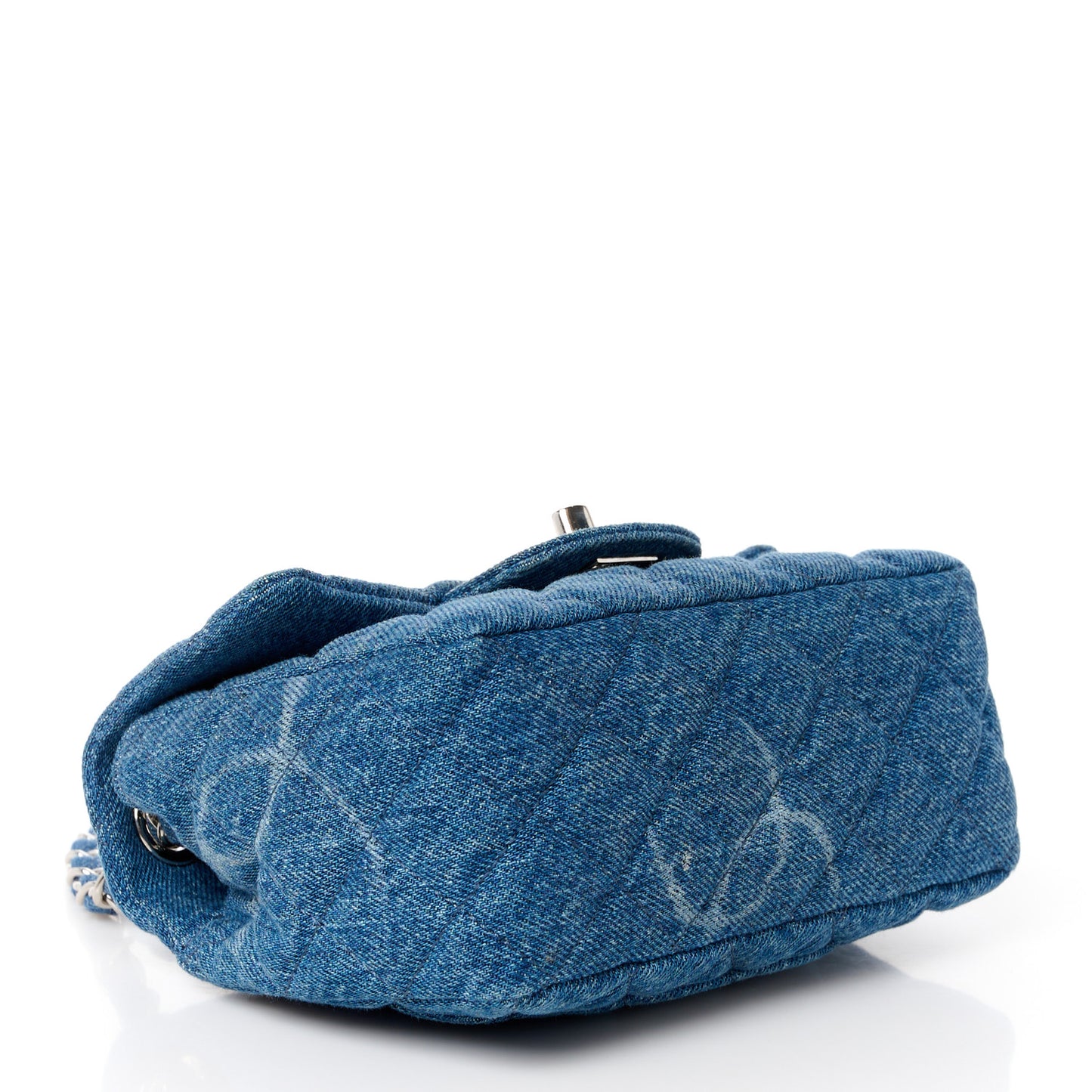 Denim CC Quilted Mini Square Flap Blue