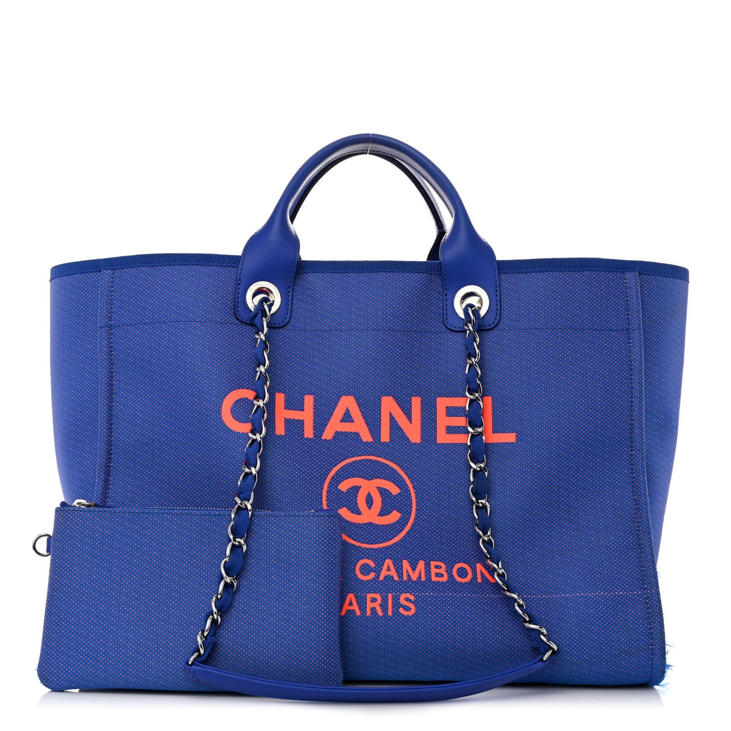 Chanel Mixed Fibers Medium Deauville Tote Blue Orange 1 of 14