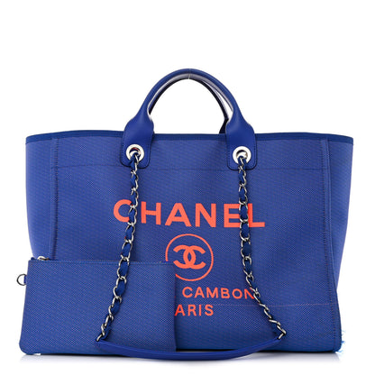 Chanel Mixed Fibers Medium Deauville Tote Blue Orange 1 of 14