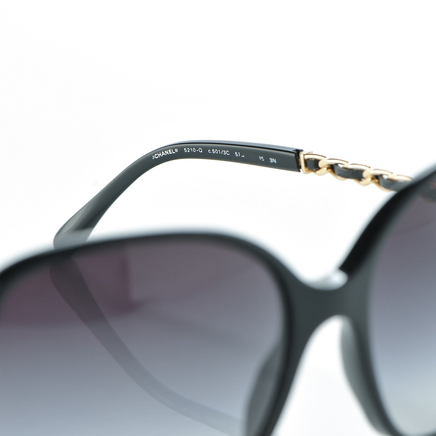 Lambskin Square Chain Sunglasses 5210-Q Black