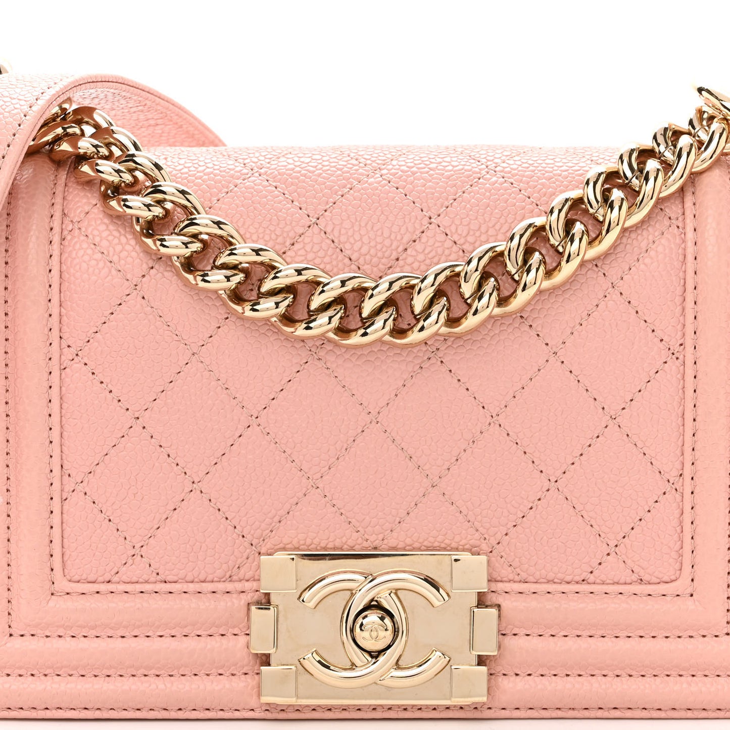 Caviar Quilted Small Boy Flap Light Pink