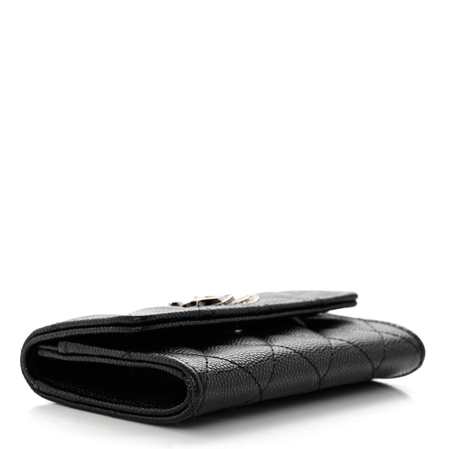 Chanel Caviar Quilted Crystal Enamel CC Flap Card Holder Black 4 of 8